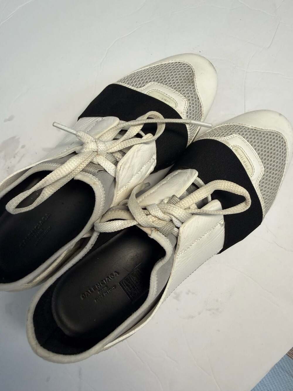 Balenciaga Race Runner Sneakers White Black Grey Mesh Leather
